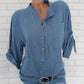 Women's Long Sleeve V-Neck Cotton Linen Blouse