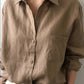 Women's Casual Long Sleeve Cotton Linen Shirt
