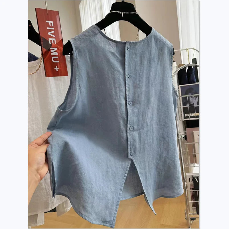 Women’s Cotton Linen Sleeveless Vest