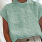 Women's Short Sleeve Turtleneck Cotton Linen Blouse