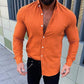 Men's Long Sleeved Linen Cotton Solid Shirt