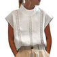 Women's Short Sleeve O-Neck Cotton Linen Tunic Tops