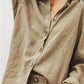 Women's Long Sleeve Linen Cotton Button Blouse Shirt