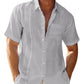 Men's Short Sleeve Turn-down Collar Cotton Linen Shirt