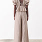 Women's Puff Sleeve Deep V-Neck COTTON Linen Shirt