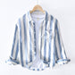 Men's Long-sleeved Casual Vintage Wide Stripe Linen Shirt