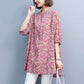 Women's Half Sleeve Oversized Cotton Linen Long Top Blouse