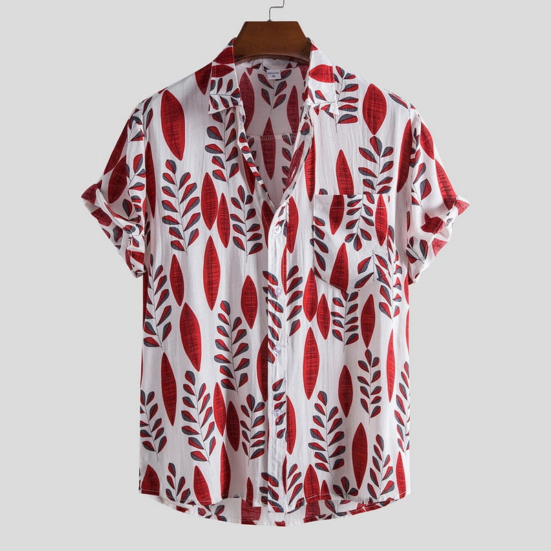 Men's Short Sleeve Button Loose Casual Linen Shirt