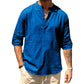 Men's Loose Fit Linen Long Sleeve Solid Color Shirt