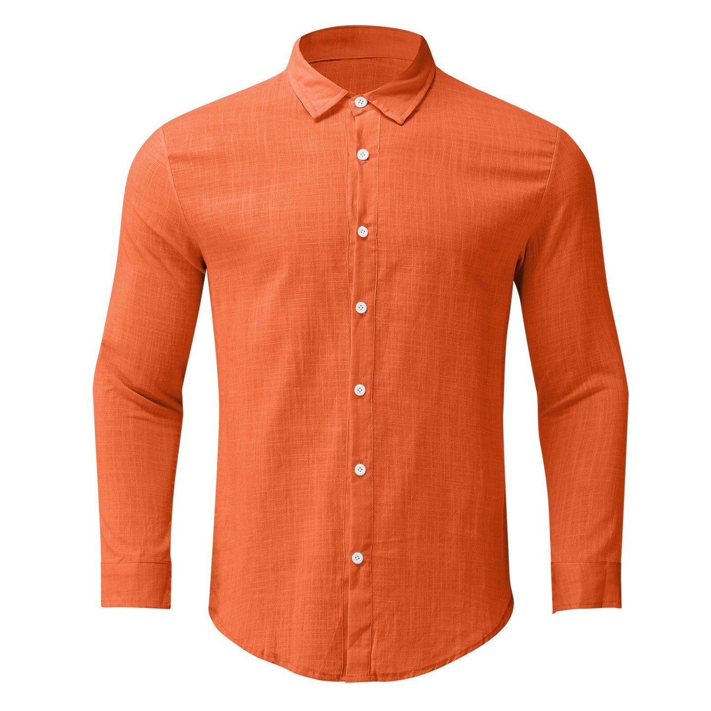 Men's Long Sleeved Linen Cotton Solid Shirt