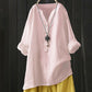 Women - Long Sleeved Cotton Linen Blouse Shirt