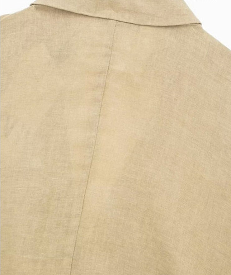 TRAF Women Three Quarter Sleeves  Knotted Linen Shirts