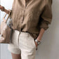Women's Casual Long Sleeve Cotton Linen Shirt