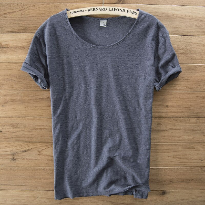 Men's Short Sleeve O-Neck Cotton Linen T-Shirt