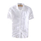 Men Short Sleeve Turn-Down Collar Cotton Linen Shirts