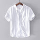 Men's Short Sleeve Turn-down Collar - Cotton Linen Shirts