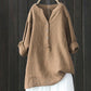 Women - Long Sleeved Cotton Linen Blouse Shirt