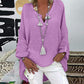 Woman Long Sleeve Boho Top Linen Blouse