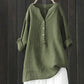 Women - Long Sleeved Cotton Linen Blouse Shirt