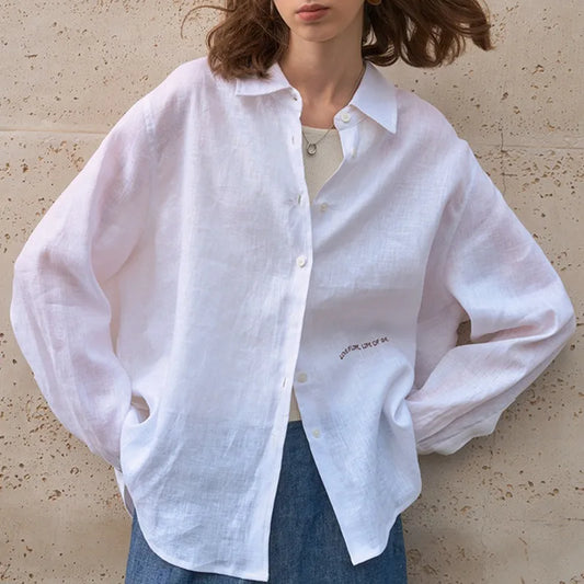 Women’s 100% Linen Long Sleeve Shirt