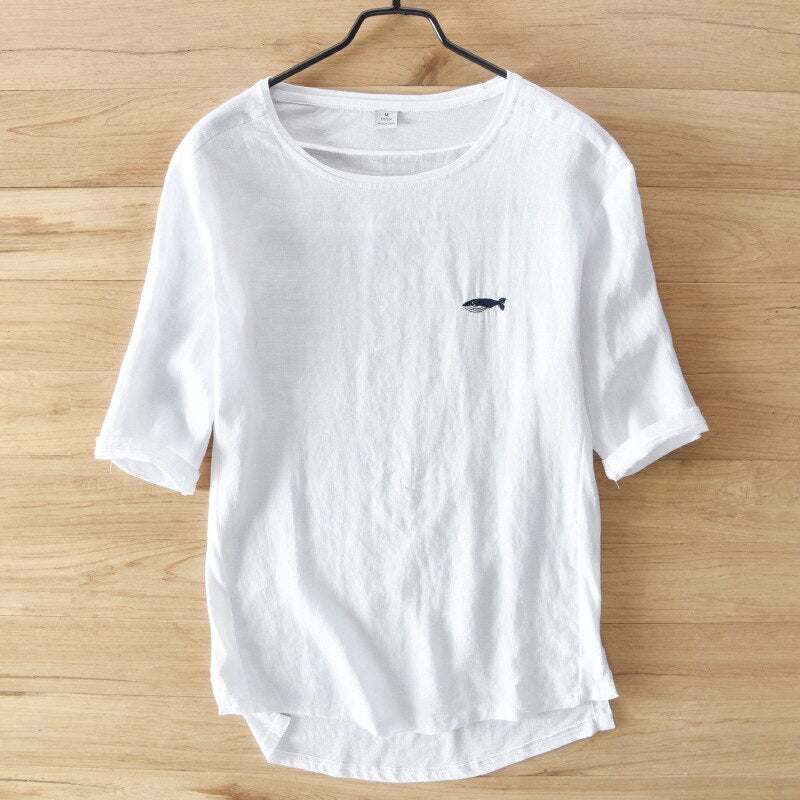 Men's Short Sleeve O-Neck  Cotton Linen T-shirts