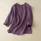 Women's Three Quarter Sleeve Button-Up Cotton Linen Shirt