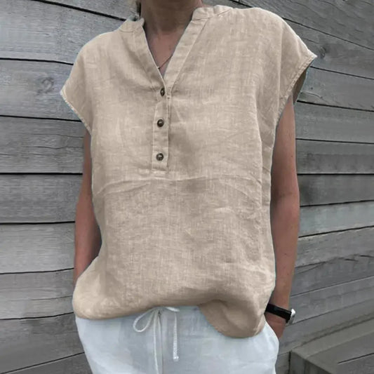 Women’s Cotton Linen V-Neck T-Shirt