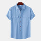 Men's Short Sleeve Turn-down Collar Cotton Linen Shirts