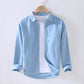 Men's Long Sleeve Linen Cotton Tops Shirts