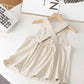 Women's Sleeveless Cross Wide Straps Linen Blouses
