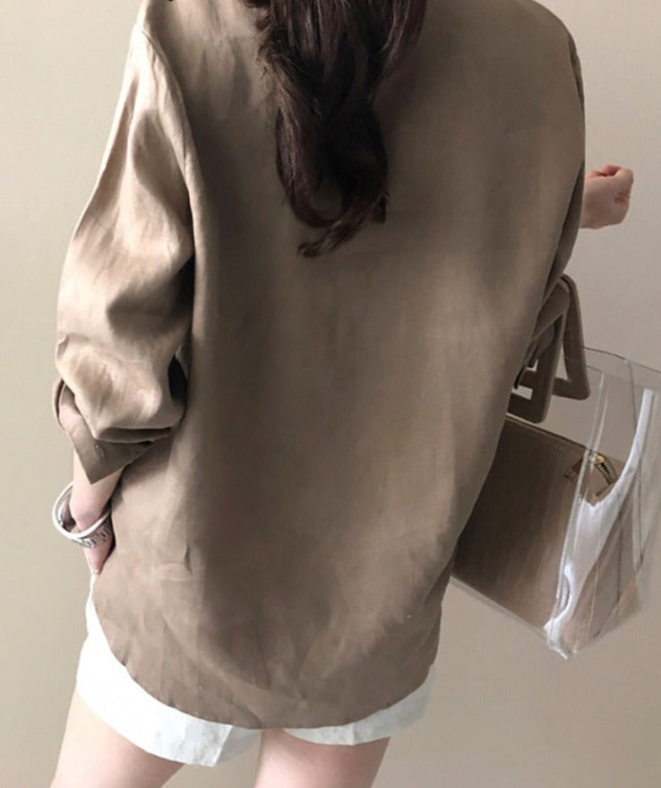 Women's Long Sleeve Cotton Linen Top Tunics Shirt