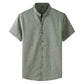 Men's  Short Sleeve Casual Stand Collar Cotton Linen Short