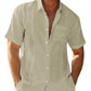 Men's Short Sleeve Turn-down Collar Cotton Linen Shirt