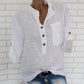 Women's Long Sleeve V-Neck Cotton Linen Blouse