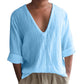 Men Long Sleeve Oversize Tops Linen Shirt