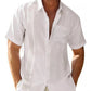 Men's Short Sleeve Turn-down Collar Cotton Linen Shirt
