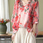 Women's V Neck Cotton Linen Thin Half Sleeve Shirts