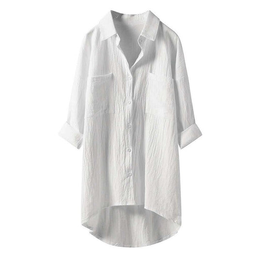 Women's Long Sleeve Casual Loose Cotton Linen Blouse