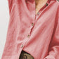 Women's Long Sleeve Linen Cotton Button Blouse Shirt