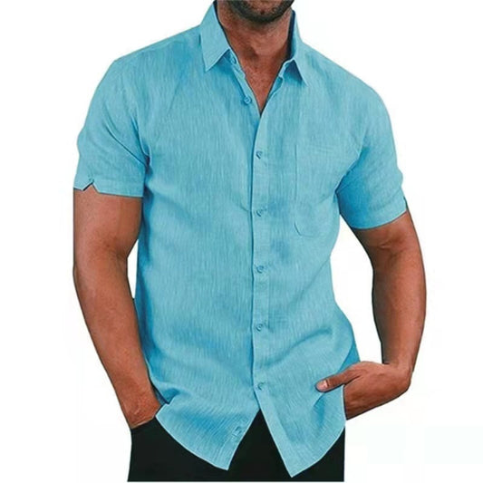 Men's Short Sleeve Casual Shirts Linen Style Shirt