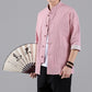 Men's Tang Suit Linen Half Sleeve Traditional Hanfu Shirt