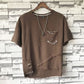 Men's Five-point Sleeve  Loose Round Neck Cotton Linen T-shirt