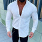 Men's Long Sleeved Linen Cotton Solid Shirt