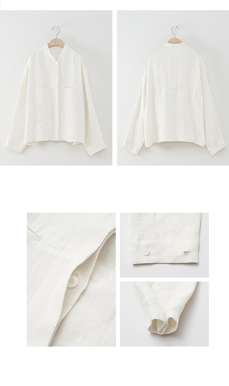 Women's  Long Sleeve Button-Up Linen Shirts
