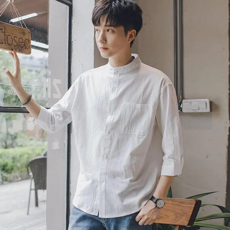 Men’s Cotton Linen Half Sleeve Shirt