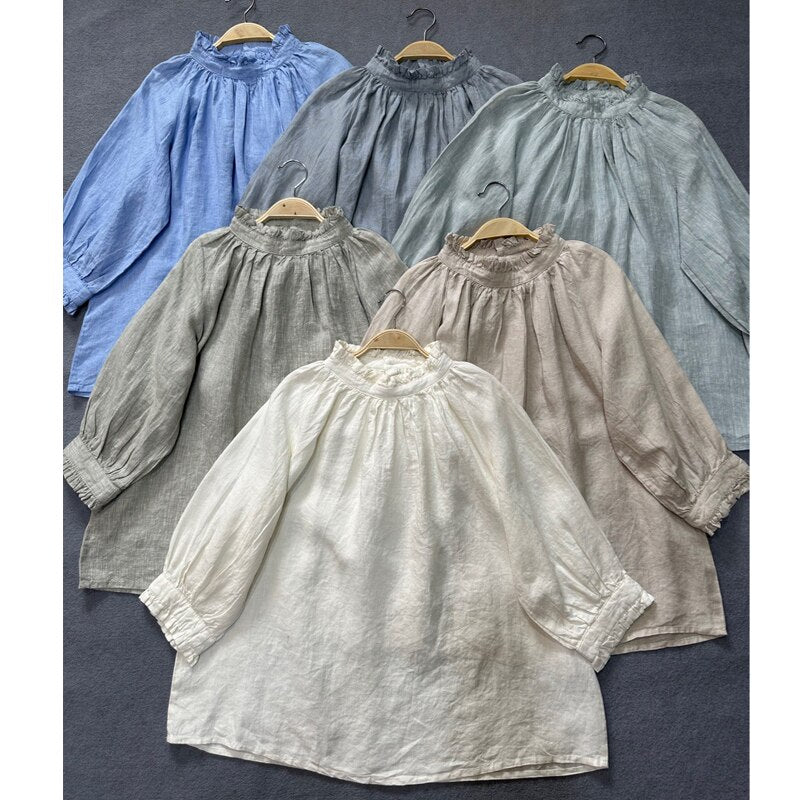 Women's Three Quarter Sleeve Linen Shirt