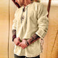 Men's Viking Embroidered Cotton Linen V-neck Shirt