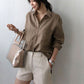 Women's Long Sleeve Cotton Linen Top Tunics Shirt