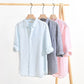 Men Three-quarter Sleeve Square Collar Linen Shirts
