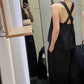 Women's Sleeveless Cross Wide Straps Linen Blouses